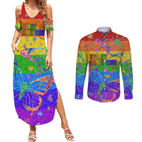 Sydney Mardi Gras Personalized Couples Matching Summer Maxi Dress and Long Sleeve Button Shirt Pride Rainbow Glitter Colorful Style LT9 - Wonder Print Shop