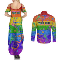 Sydney Mardi Gras Personalized Couples Matching Summer Maxi Dress and Long Sleeve Button Shirt Pride Rainbow Glitter Colorful Style LT9 - Wonder Print Shop