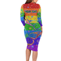 Sydney Mardi Gras Personalized Family Matching Long Sleeve Bodycon Dress and Hawaiian Shirt Pride Rainbow Glitter Colorful Style LT9 - Wonder Print Shop