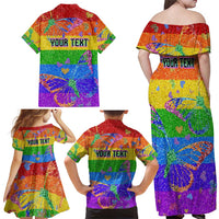 Sydney Mardi Gras Personalized Family Matching Off Shoulder Maxi Dress and Hawaiian Shirt Pride Rainbow Glitter Colorful Style LT9 - Wonder Print Shop