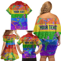 Sydney Mardi Gras Personalized Family Matching Off Shoulder Short Dress and Hawaiian Shirt Pride Rainbow Glitter Colorful Style LT9 - Wonder Print Shop