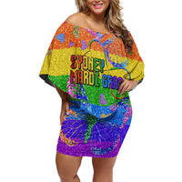 Sydney Mardi Gras Personalized Family Matching Off Shoulder Short Dress and Hawaiian Shirt Pride Rainbow Glitter Colorful Style LT9 - Wonder Print Shop