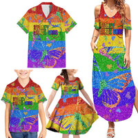 Sydney Mardi Gras Personalized Family Matching Summer Maxi Dress and Hawaiian Shirt Pride Rainbow Glitter Colorful Style - Wonder Print Shop
