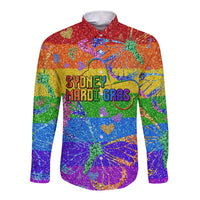 Sydney Mardi Gras Personalized Long Sleeve Button Shirt Pride Rainbow Glitter Colorful Style - Wonder Print Shop