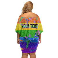 Sydney Mardi Gras Personalized Off Shoulder Short Dress Pride Rainbow Glitter Colorful Style - Wonder Print Shop