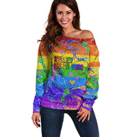 Sydney Mardi Gras Personalized Off Shoulder Sweater Pride Rainbow Glitter Colorful Style - Wonder Print Shop