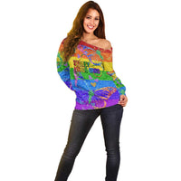 Sydney Mardi Gras Personalized Off Shoulder Sweater Pride Rainbow Glitter Colorful Style - Wonder Print Shop