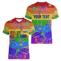 Sydney Mardi Gras Personalized Women V-Neck T-Shirt Pride Rainbow Glitter Colorful Style - Wonder Print Shop