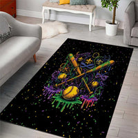 Mardi Gras Dripping Area Rug Baseball Ice Cream Drip - Wonder Print Shop