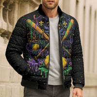 Mardi Gras Dripping Bomber Puffer Jacket Baseball Ice Cream Drip - Wonder Print Shop