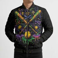 Mardi Gras Dripping Bomber Puffer Jacket Baseball Ice Cream Drip - Wonder Print Shop