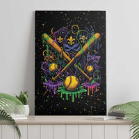Mardi Gras Dripping Canvas Wall Art Baseball Ice Cream Drip - Wonder Print Shop