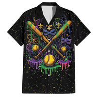Mardi Gras Dripping Hawaiian Shirt Baseball Ice Cream Drip - Wonder Print Shop