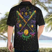 Mardi Gras Dripping Hawaiian Shirt Baseball Ice Cream Drip - Wonder Print Shop
