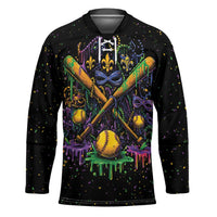 Mardi Gras Dripping Hockey Jersey Baseball Ice Cream Drip - Wonder Print Shop