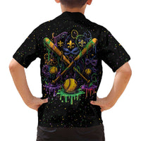 Mardi Gras Dripping Kid Hawaiian Shirt Baseball Ice Cream Drip - Wonder Print Shop