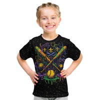 Mardi Gras Dripping Kid T Shirt Baseball Ice Cream Drip - Wonder Print Shop