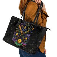Mardi Gras Dripping Leather Tote Bag Baseball Ice Cream Drip - Wonder Print Shop