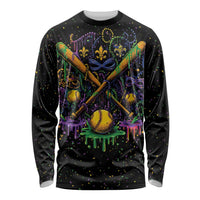 Mardi Gras Dripping Long Sleeve Shirt Baseball Ice Cream Drip - Wonder Print Shop