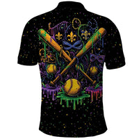 Mardi Gras Dripping Polo Shirt Baseball Ice Cream Drip - Wonder Print Shop