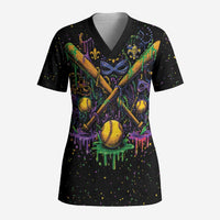 Mardi Gras Dripping Scrub Top Baseball Ice Cream Drip - Wonder Print Shop
