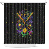 Mardi Gras Dripping Shower Curtain Baseball Ice Cream Drip - Wonder Print Shop