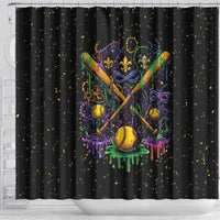 Mardi Gras Dripping Shower Curtain Baseball Ice Cream Drip - Wonder Print Shop