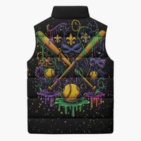Mardi Gras Dripping Sleeveless Puffer Jacket Baseball Ice Cream Drip - Wonder Print Shop