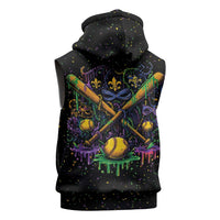 Mardi Gras Dripping Sleeveless Zip Hoodie Baseball Ice Cream Drip - Wonder Print Shop