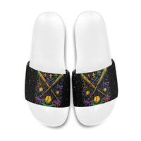 Mardi Gras Dripping Slide Sandals Baseball Ice Cream Drip - Wonder Print Shop
