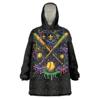 Mardi Gras Dripping Wearable Blanket Hoodie Baseball Ice Cream Drip - Wonder Print Shop