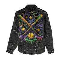 Mardi Gras Dripping Women Casual Shirt Baseball Ice Cream Drip - Wonder Print Shop