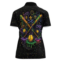 Mardi Gras Dripping Women Polo Shirt Baseball Ice Cream Drip - Wonder Print Shop
