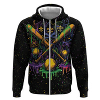 Mardi Gras Dripping Zip Hoodie Baseball Ice Cream Drip - Wonder Print Shop
