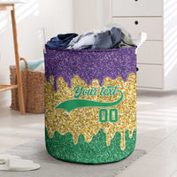 Custom Mardi Gras Dripping Laundry Basket Baseball Sparkling Drip Motif - Wonder Print Shop