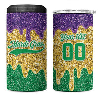 Custom Mardi Gras Dripping 4 in 1 Can Cooler Tumbler Baseball Sparkling Drip Motif - Wonder Print Shop