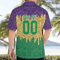 Custom Mardi Gras Dripping Hawaiian Shirt Baseball Sparkling Drip Motif - Wonder Print Shop