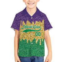 Custom Mardi Gras Dripping Hawaiian Shirt Baseball Sparkling Drip Motif - Wonder Print Shop