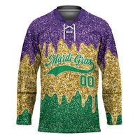 Custom Mardi Gras Dripping Hockey Jersey Baseball Sparkling Drip Motif - Wonder Print Shop
