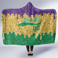 Custom Mardi Gras Dripping Hooded Blanket Baseball Sparkling Drip Motif - Wonder Print Shop