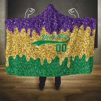 Custom Mardi Gras Dripping Hooded Blanket Baseball Sparkling Drip Motif - Wonder Print Shop
