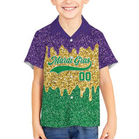 Custom Mardi Gras Dripping Kid Hawaiian Shirt Baseball Sparkling Drip Motif - Wonder Print Shop