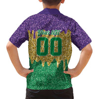 Custom Mardi Gras Dripping Kid Hawaiian Shirt Baseball Sparkling Drip Motif - Wonder Print Shop