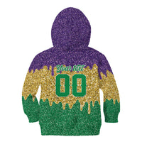 Custom Mardi Gras Dripping Kid Hoodie Baseball Sparkling Drip Motif - Wonder Print Shop