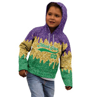 Custom Mardi Gras Dripping Kid Hoodie Baseball Sparkling Drip Motif - Wonder Print Shop
