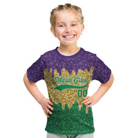 Custom Mardi Gras Dripping Kid T Shirt Baseball Sparkling Drip Motif - Wonder Print Shop