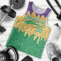 Custom Mardi Gras Dripping Men Tank Top Baseball Sparkling Drip Motif - Wonder Print Shop