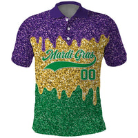 Custom Mardi Gras Dripping Polo Shirt Baseball Sparkling Drip Motif - Wonder Print Shop