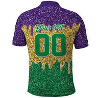 Custom Mardi Gras Dripping Polo Shirt Baseball Sparkling Drip Motif - Wonder Print Shop