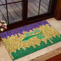 Custom Mardi Gras Dripping Rubber Doormat Baseball Sparkling Drip Motif - Wonder Print Shop